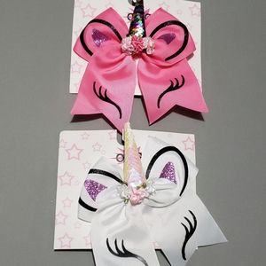 Unicorn bow hair clips